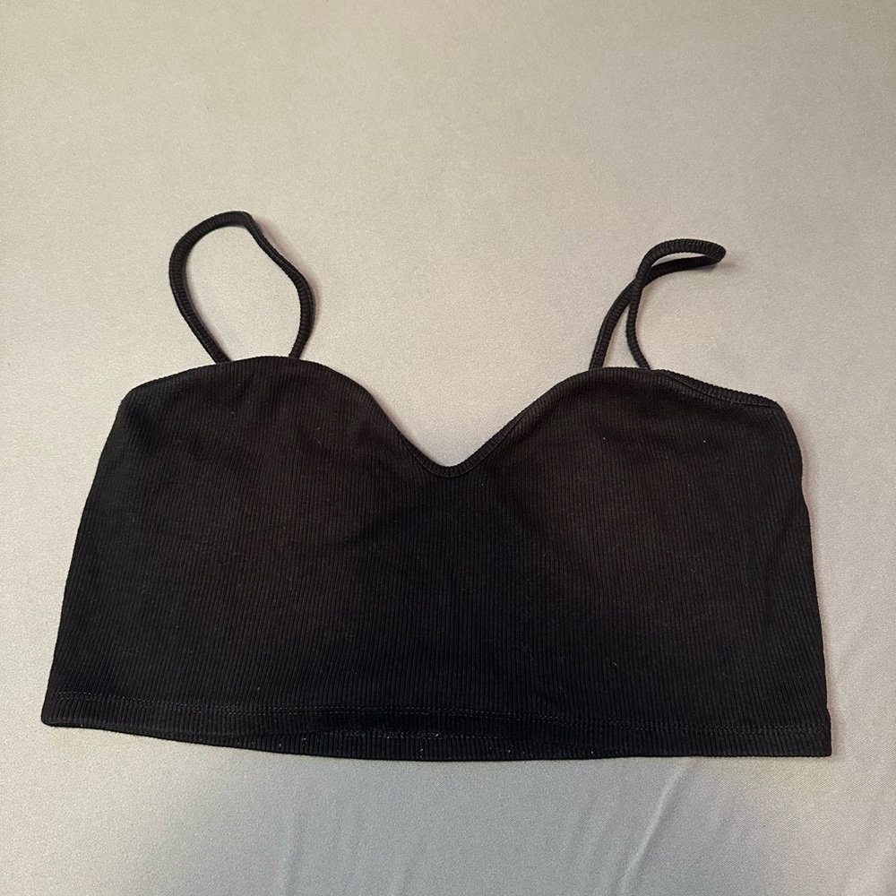 Zara Black Ribbed Crop Top